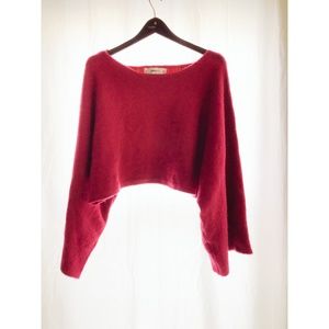 Zara Knit Fuchsia Baggy Crop Sweater